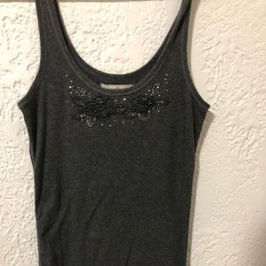 Tank rhinestone flower top XL